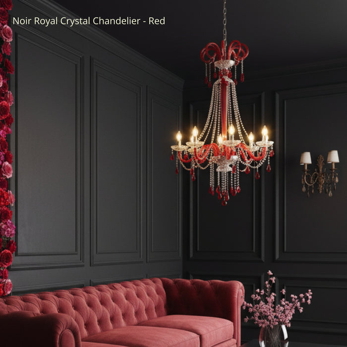 Noir Royal Crystal Chandelier - Red