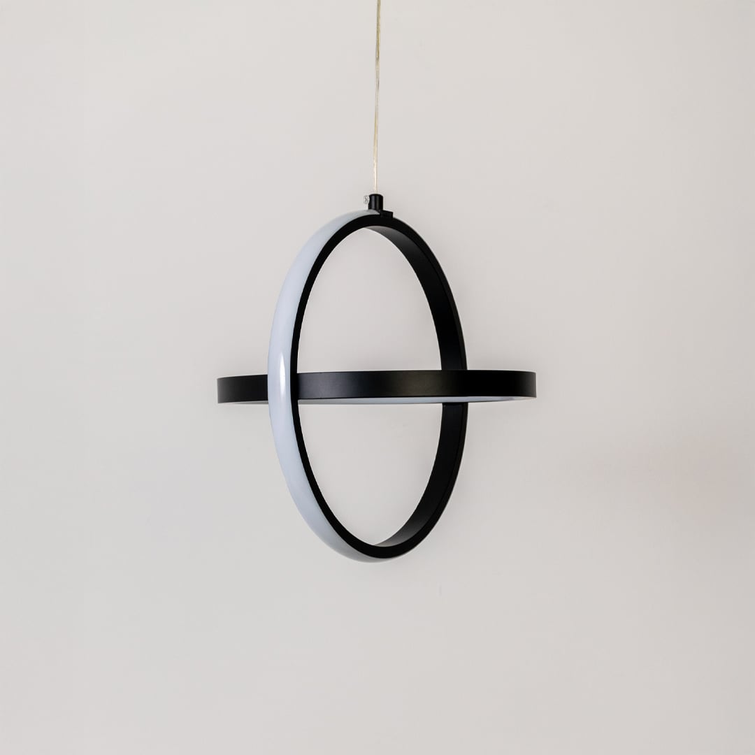Black metal ring wall light with sleek circular design for contemporary interior lighting decor.