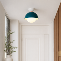 Modern dome ceiling light styled in a clean room setting with a soft white glow and contemporary round shape.