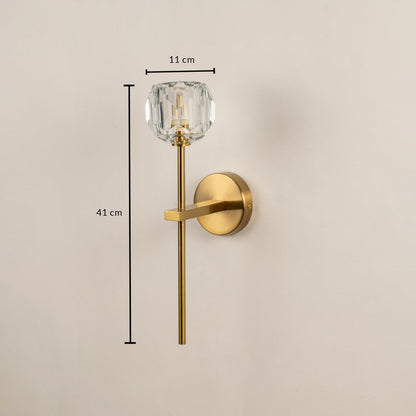 Contemporary brass wall light measuring 41 cm height and 10 cm width for luxury interiors.