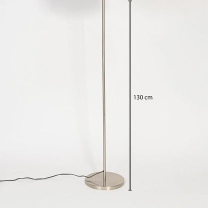 Slim floor lamp with metal stand 130 cm long and neutral shade displayed on white background highlighting minimal design balanced proportions and modern lighting elegance.