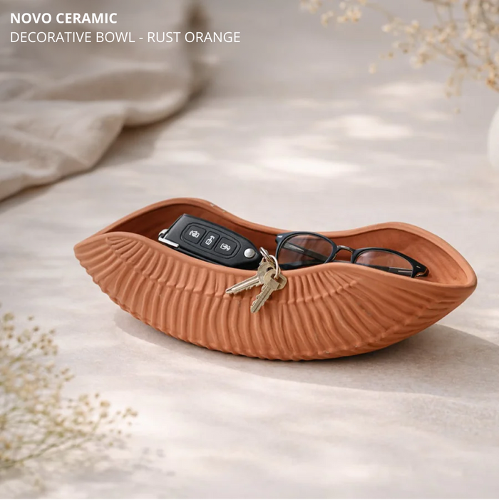 Novo Ceramic Decorative Bowl - Rust Orange