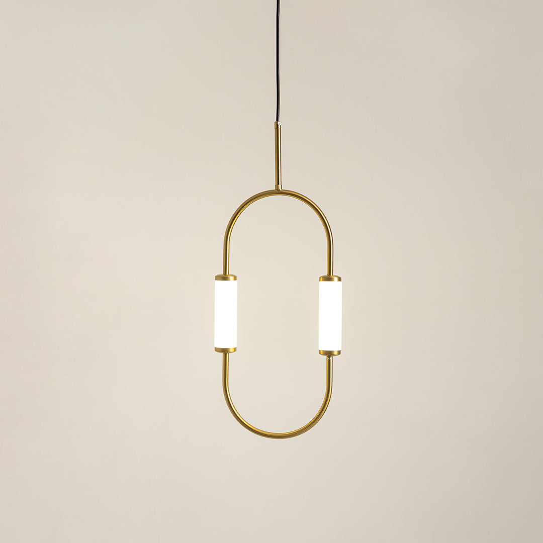 Oblong Metal Hanging Light - Gold