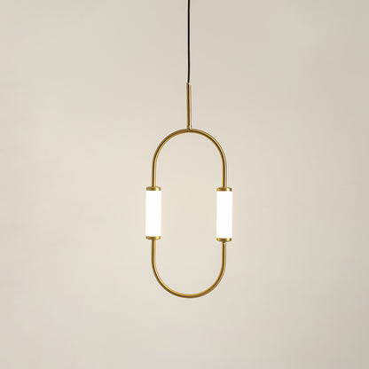 Oblong Metal Hanging Light - Gold