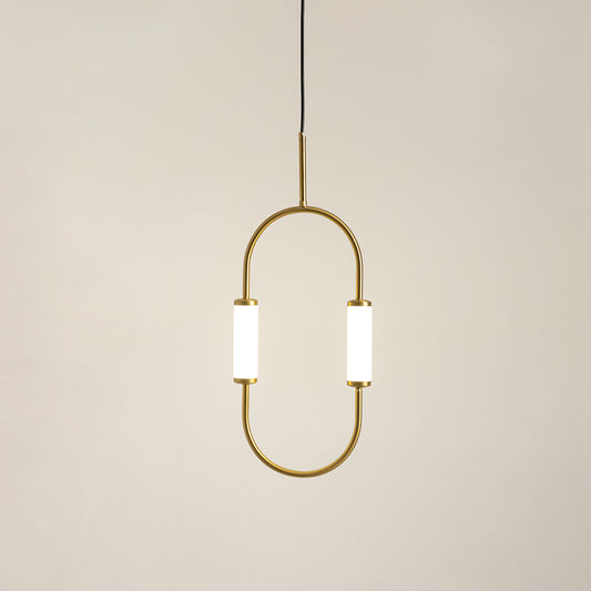 Oblong Metal Hanging Light - Gold