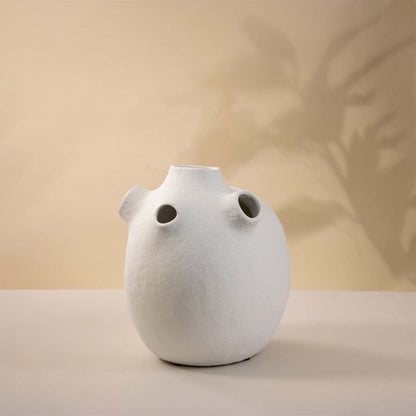 Oddball White Ceramic Vase White Background 1