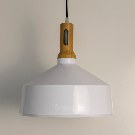 Olov Wood Top Scandinavian Style Pendant Light - White