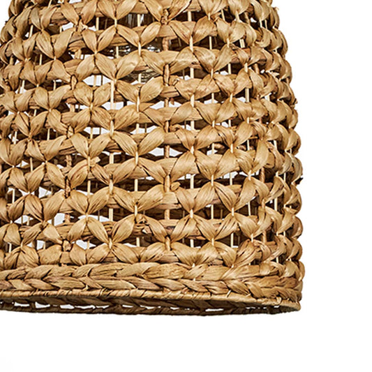 Detailed view of woven natural rattan pendant light highlighting rich texture and handcrafted design.