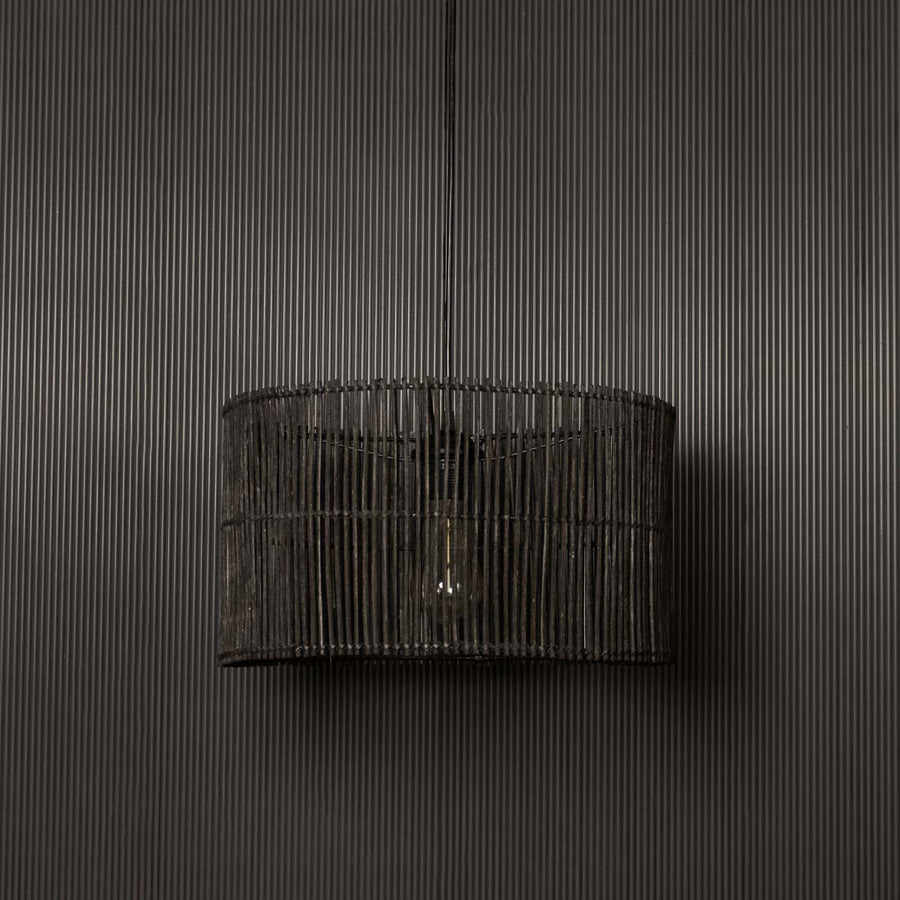 Orbit Rattan Pendant Lamp Light Off Black Background