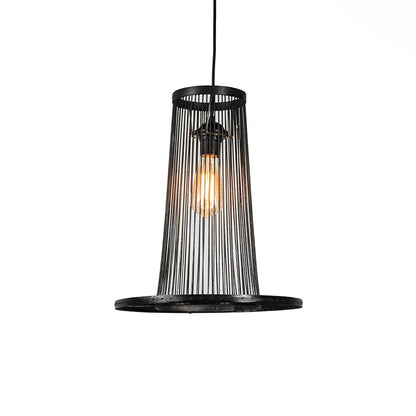 Oval Topped Bamboo Pendant - Black