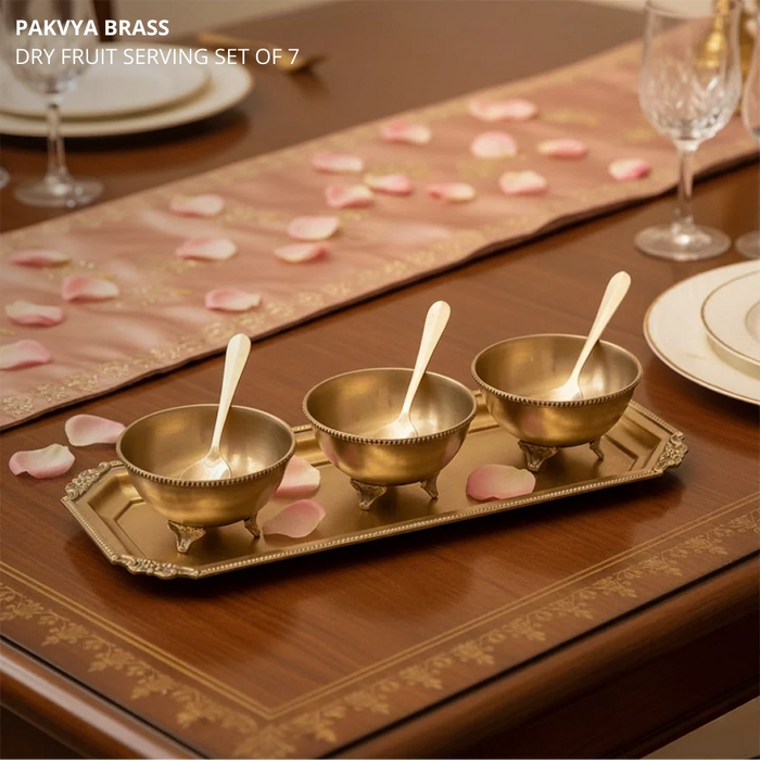 Pakvya Brass Dry Fruit Serving Set of 7