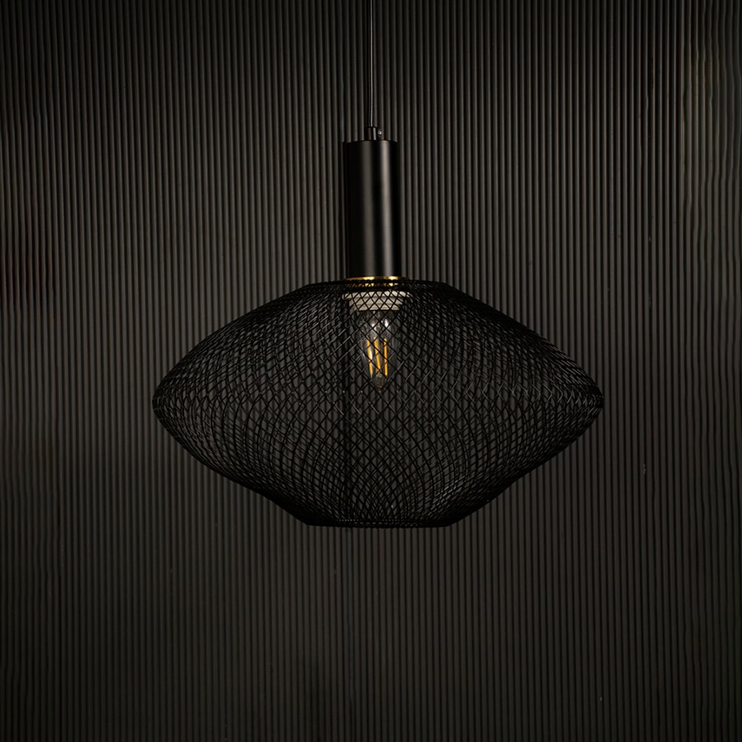 Parachute Mesh Pendant Light Black Light off black background