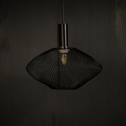 Parachute Mesh Pendant Light Black Light off black background