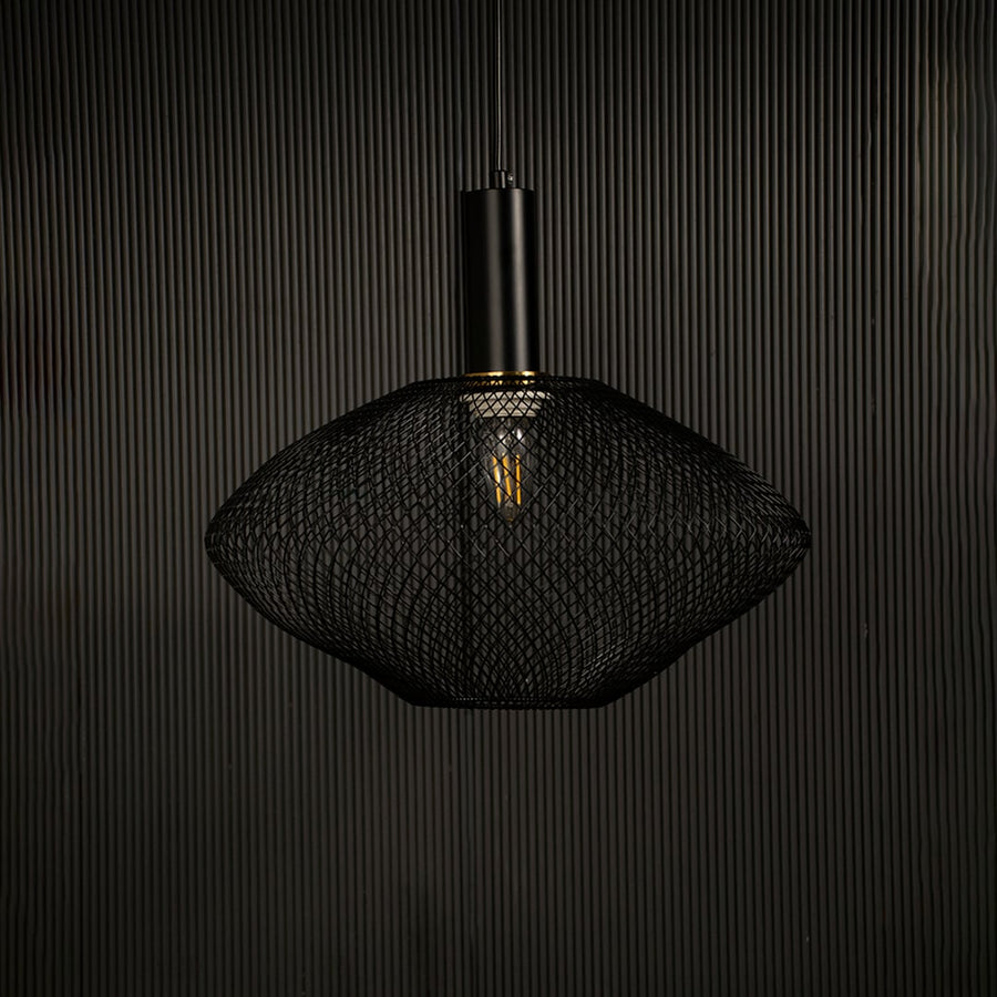 Parachute Mesh Pendant Light Black Light off black background