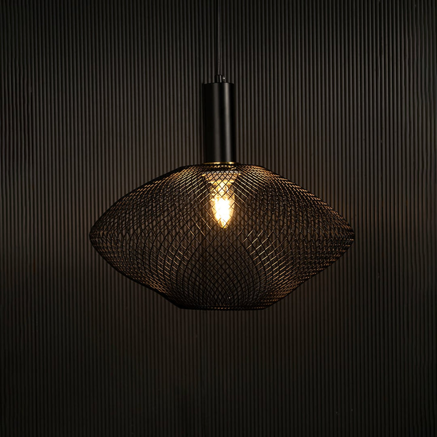 Parachute Mesh Pendant Light Black Light on black background