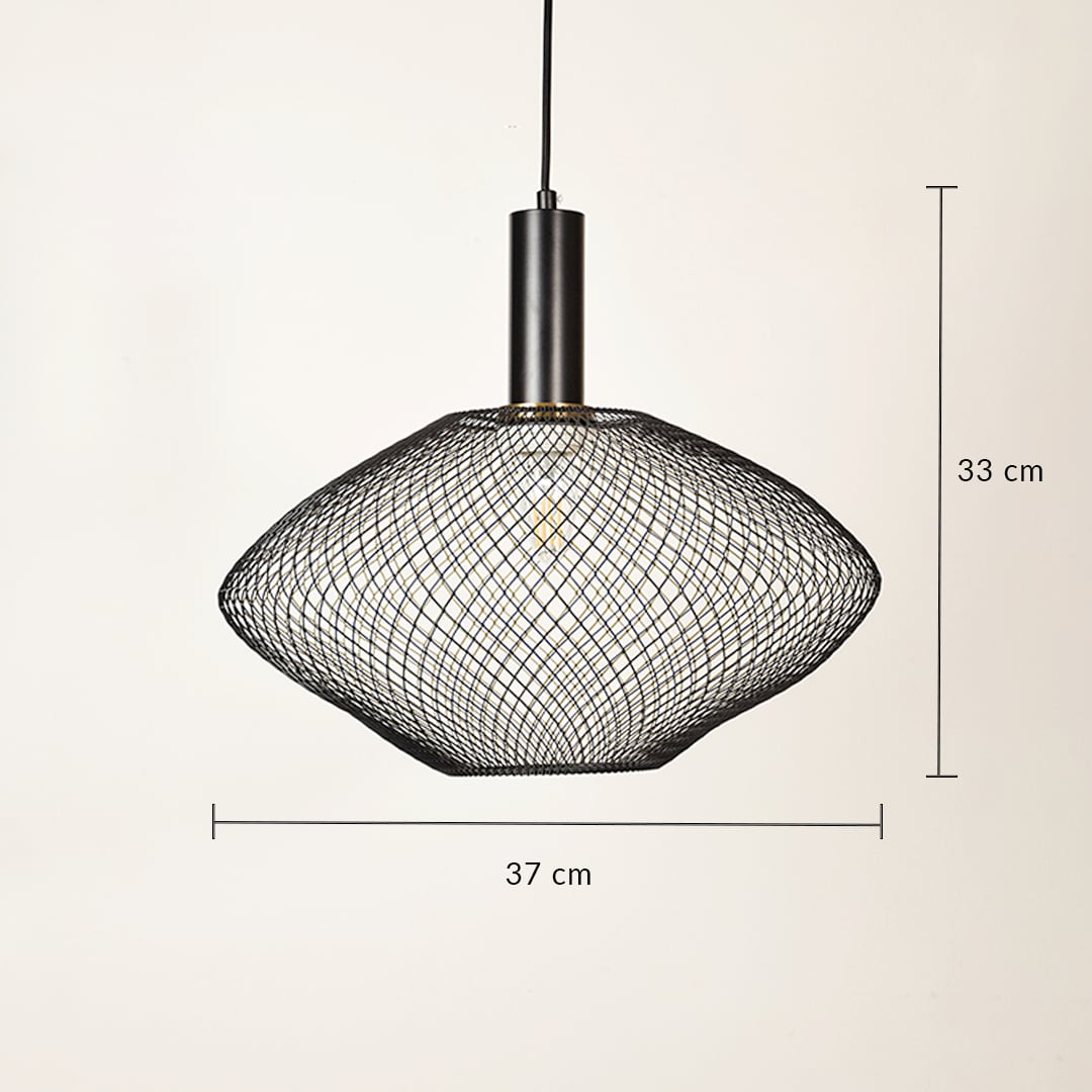 Parachute Mesh Pendant Light - Black Dimension