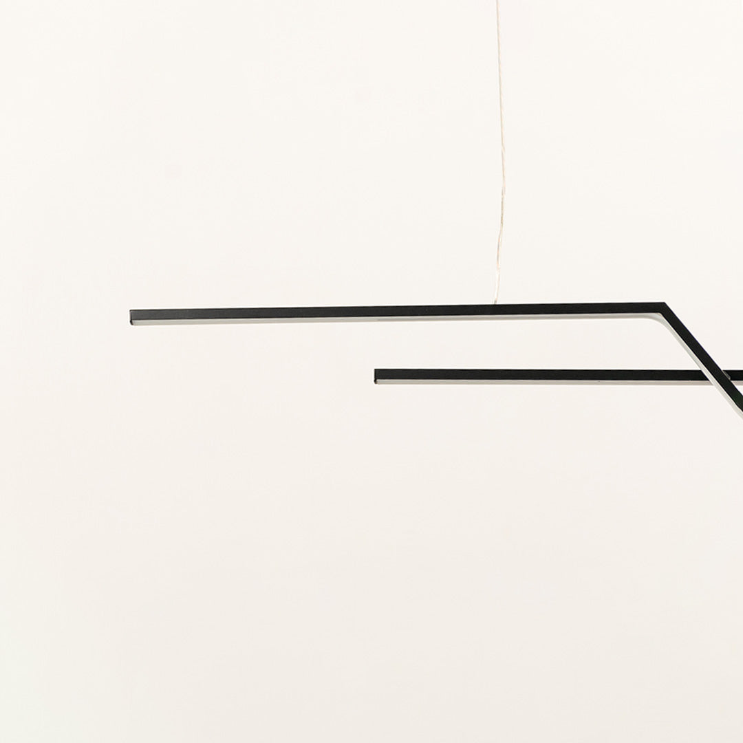 Black metal linear pendant light showcasing clean geometric lines and premium craftsmanship for modern decor lighting.