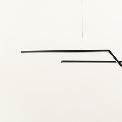 Black metal linear pendant light showcasing clean geometric lines and premium craftsmanship for modern decor lighting.