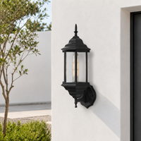 Traditional black aluminum outdoor wall lantern sconce light for house front door entry porch patio exterior decoration.