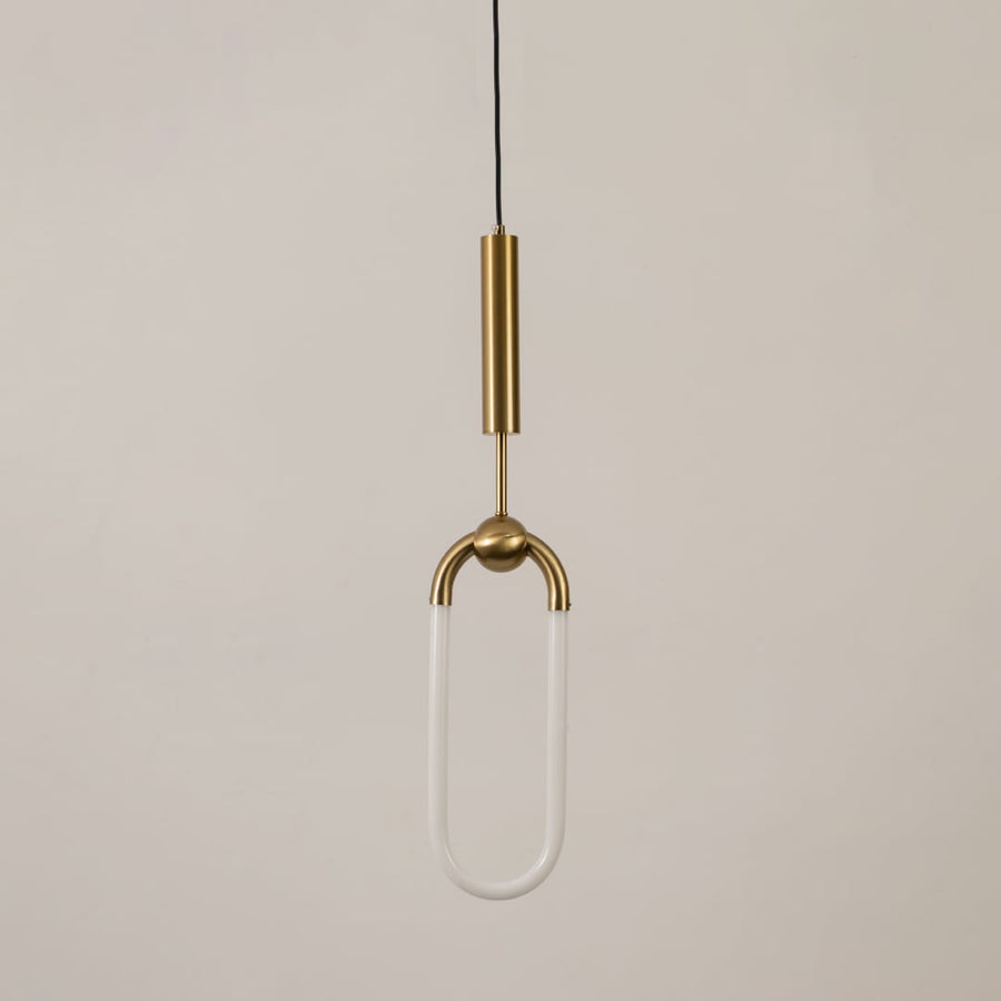 Platone Oval Hanging Light Gold light off white background
