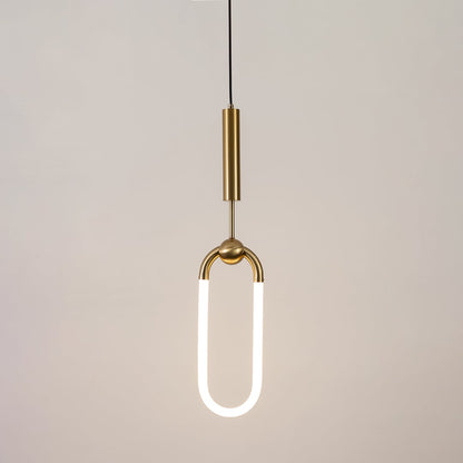 Platone Oval Hanging Light Gold light on white background
