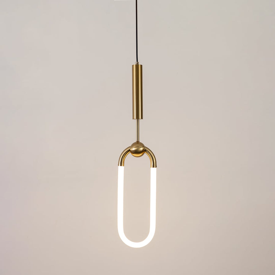 Platone Oval Hanging Light Gold light on white background