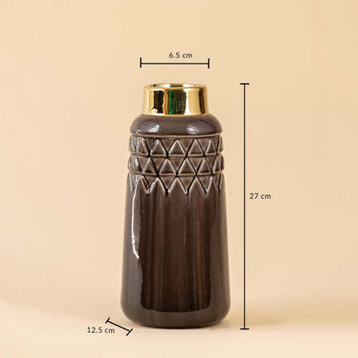 Plum Brown - Gold Ceramic Vase - Open Box