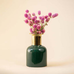 Port Peacock Green Gold Ceramic Vase - Open Box
