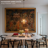 Postmodern Amber Crystal Glass Pendant Light