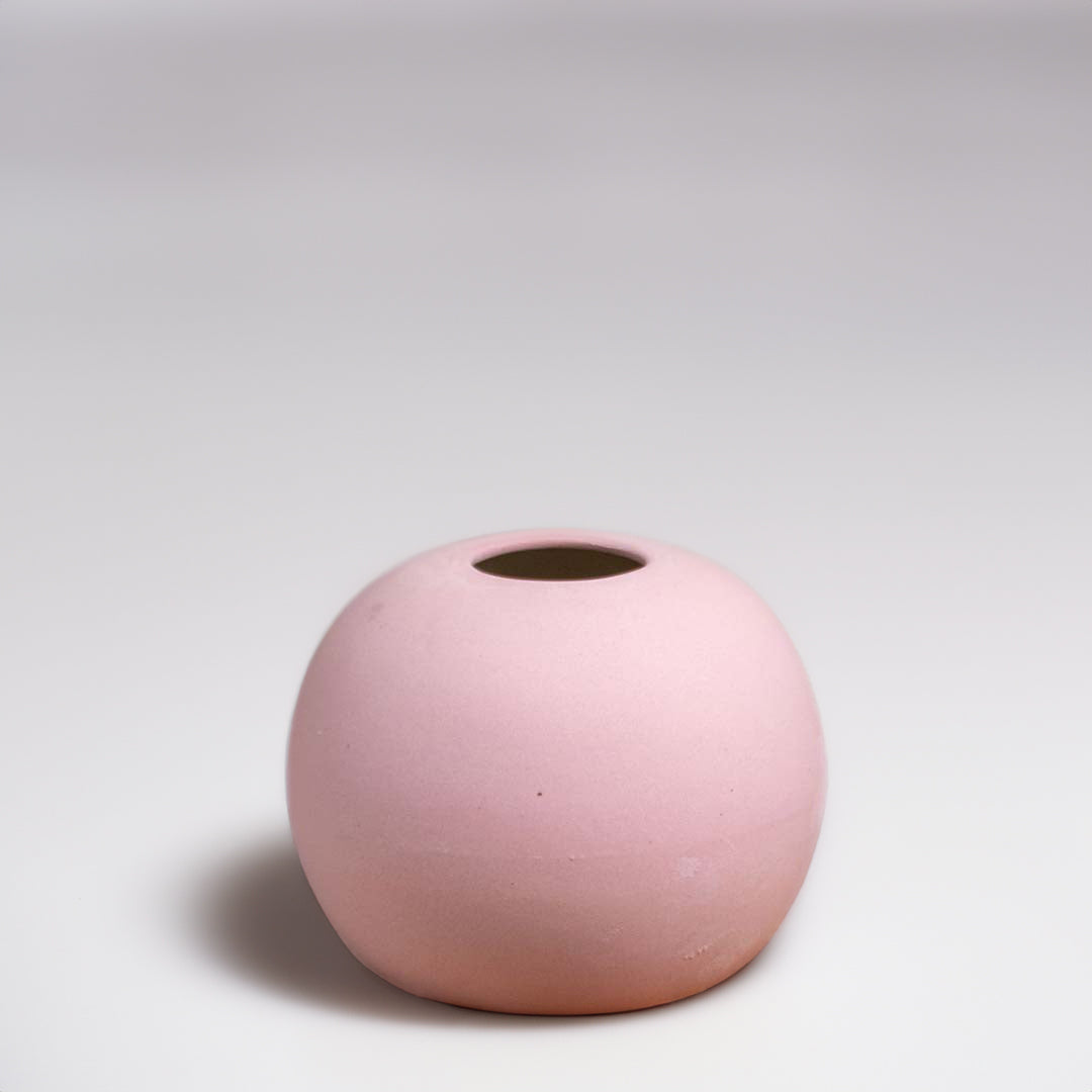 Pretty Pink Round Ball Ceramic Flower Vase