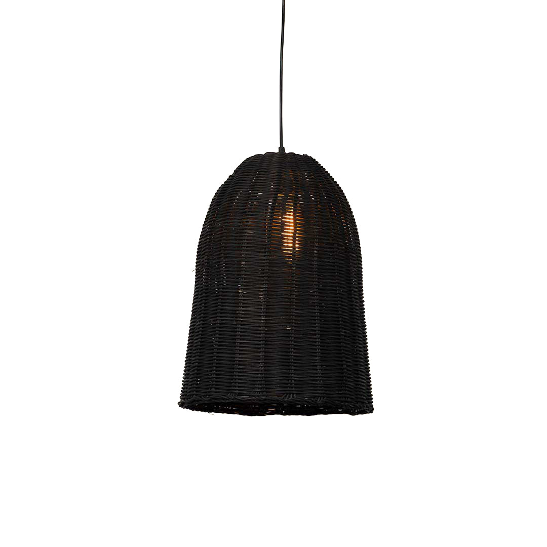 Rattan Bucket Pendant Light - Black