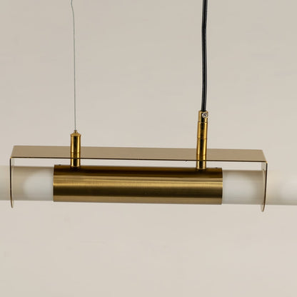 Gold metal linear LED pendant light highlighting refined metal construction and contemporary minimalist lighting design.