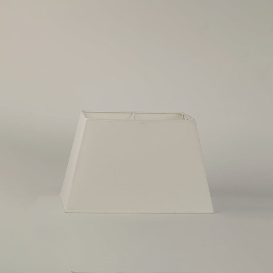 White rectangular fabric lamp shade with clean edges displayed on a plain white background for modern table lamp design.