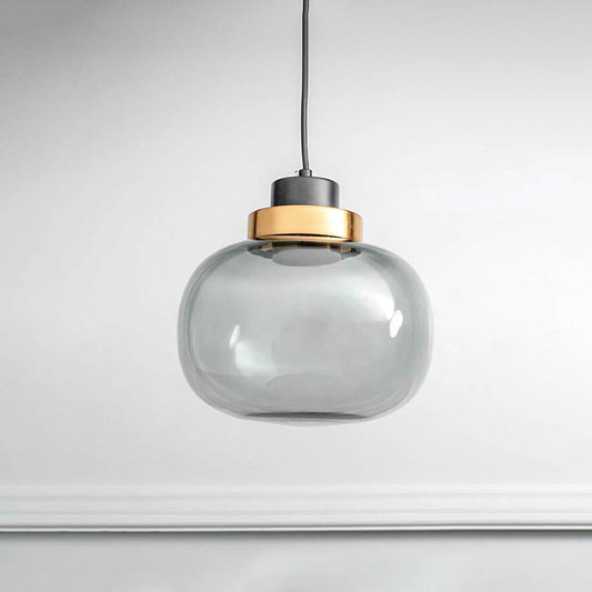 Retro Grey Glass Pendant Light - Globe