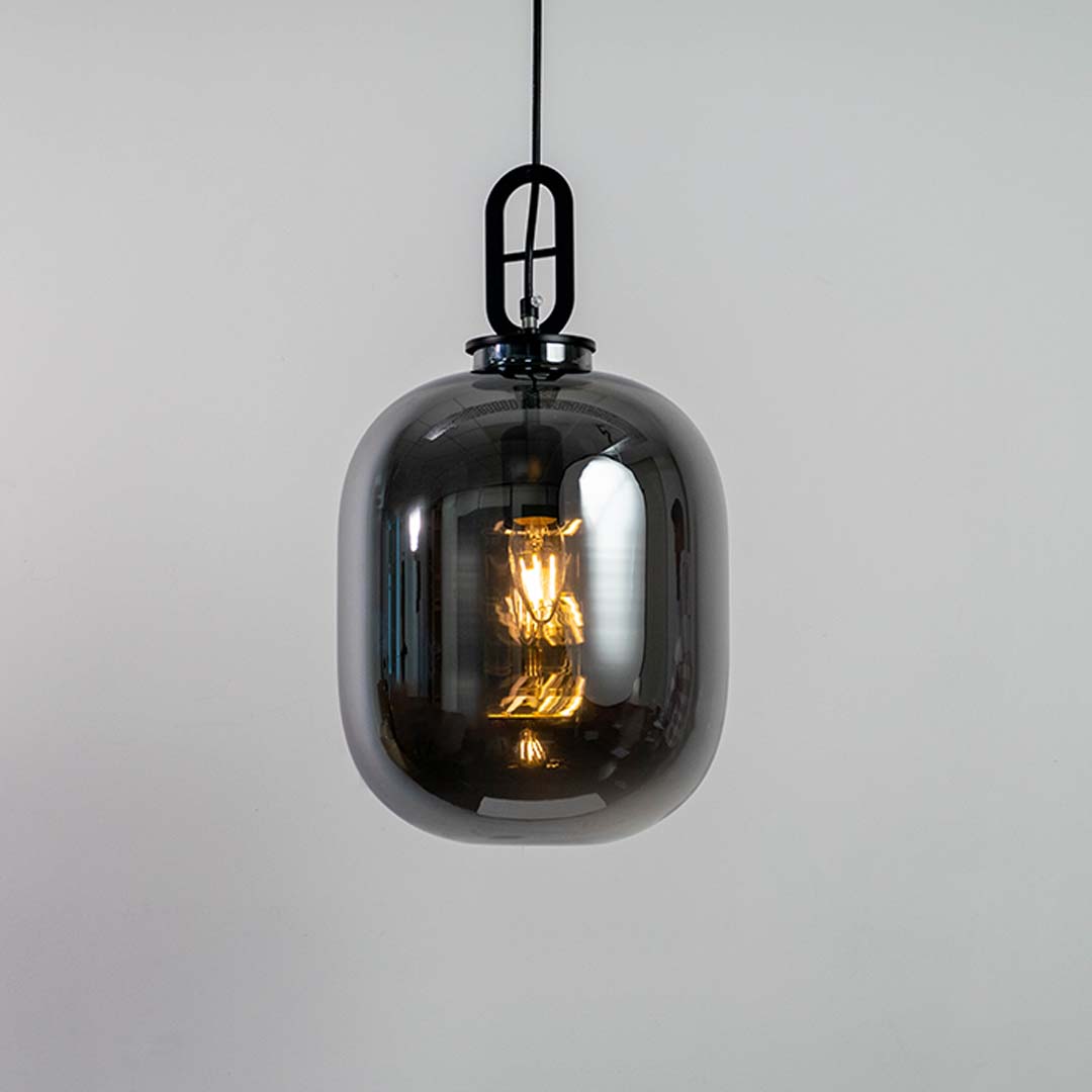 Retro Style Oval Glass Shade Pendant Light