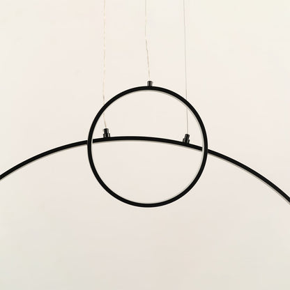 A modern black ring ceiling light featuring a clean curved bar ideal for minimal LED lighting and contemporary designer ceiling décor in stylish interiors.