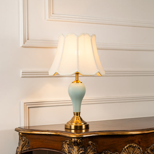 Rioga Sky Blue Metal Table Lamp with White Shade