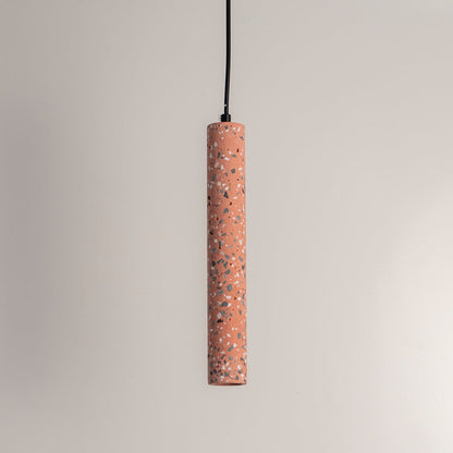 Terracotta terrazzo pendant light with black speckles crafted for modern living and dining spaces.