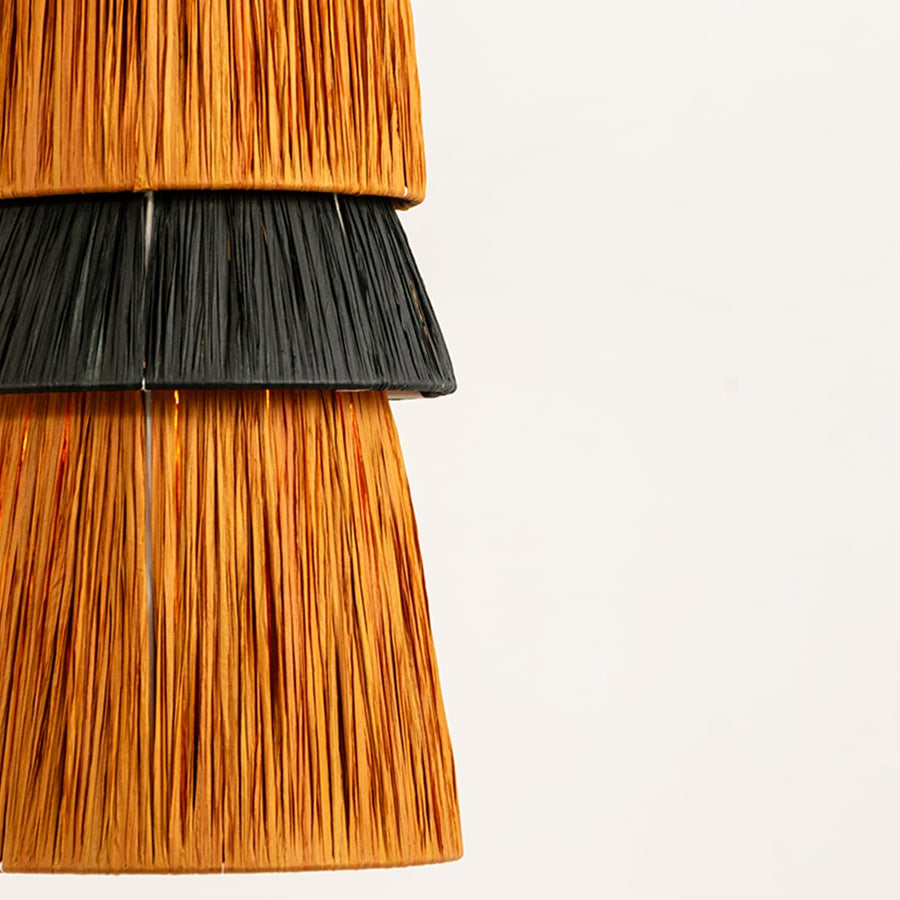 Romimex 3 Tier Jute Pendant Light Closeup