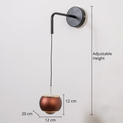 Brown pendant wall light dimensions adjustable height with 12cm shade width and 20cm depth for interiors.