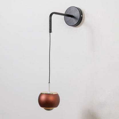 Modern brown pendant wall light turned off displayed on white background with metallic finish.