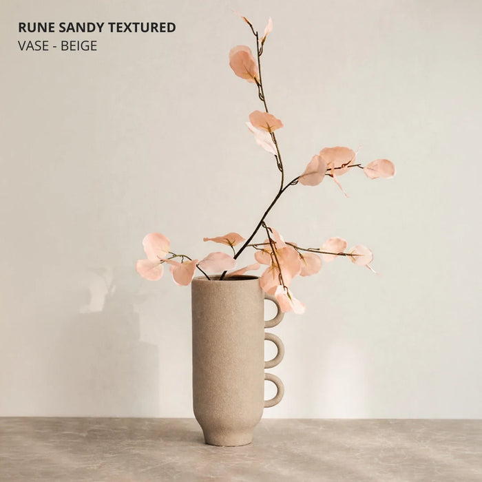 Rune Sandy Textured Vase - Beige