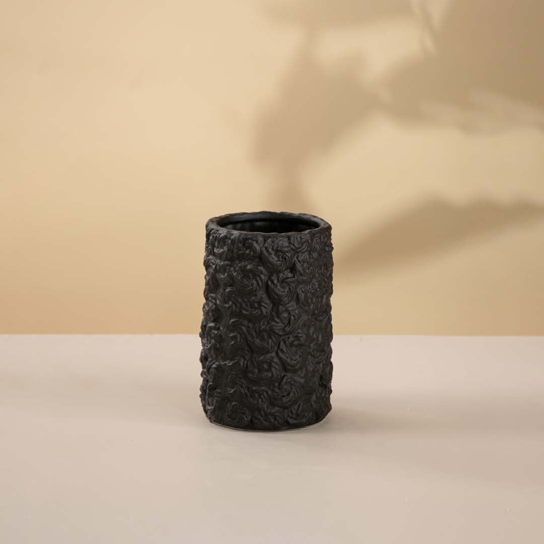 Sarsen Black Ceramic Vase - Medium
