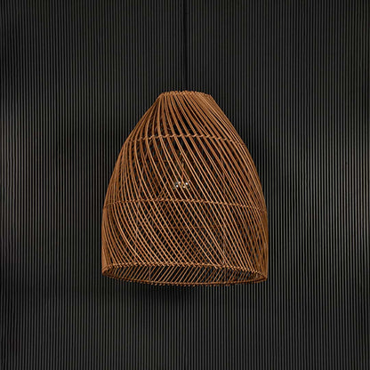 Sawan Bamboo Pendant Light Beige Light Off Black Background