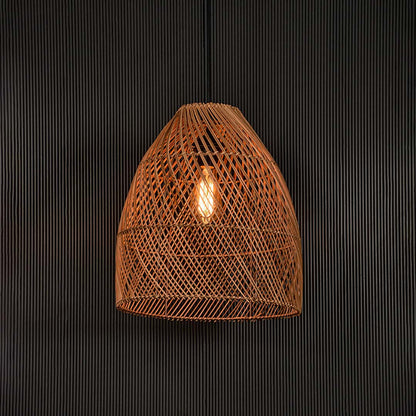 Sawan Bamboo Pendant Light Beige Light On Black Background