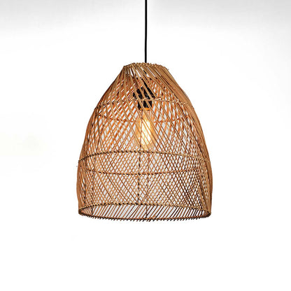 Sawan Bamboo Pendant Light Beige Light On White Background