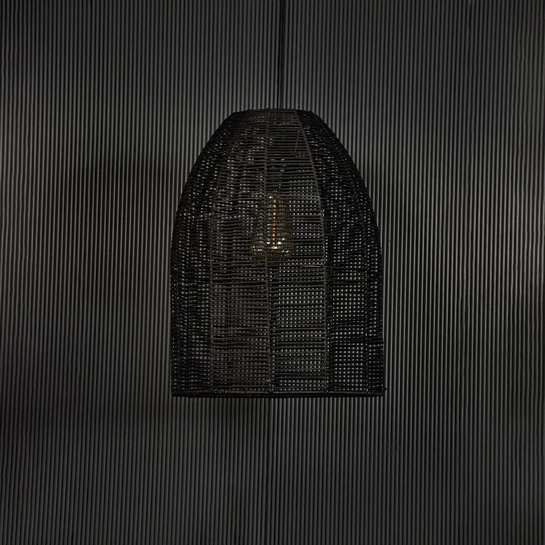 Sawan Bamboo Pendant Light Black Light Off Black Background