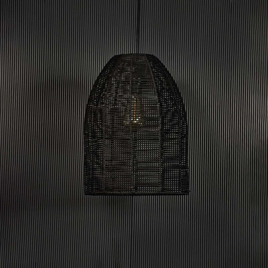 Sawan Bamboo Pendant Light Black Light Off Black Background