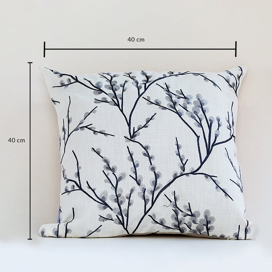 Cushion measuring 40 cm by 40 cm displayed clearly with size markings on a soft white background.