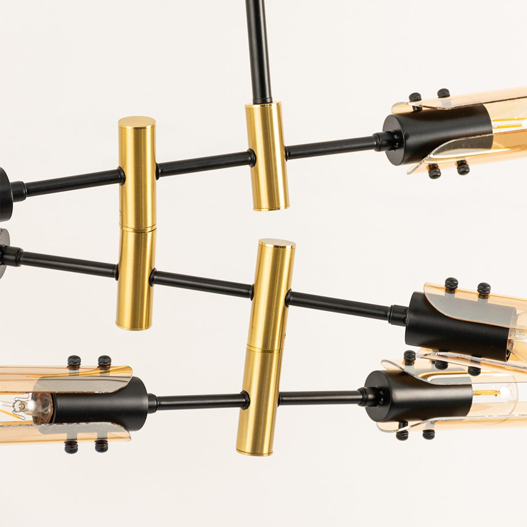 Sculptural Linear Chandelier - Gold
